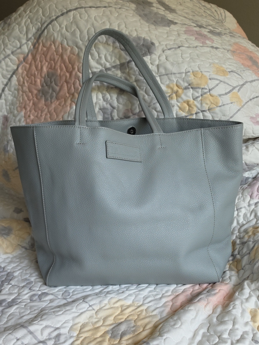 M.I.L.A Luxury Women's Pebbled Leather Tote-Shark Gray